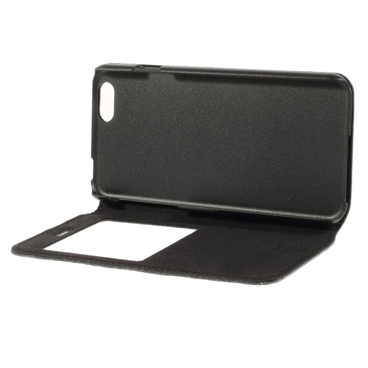 Doormoon Window View Litchi Texture Genuine Leather Stand Case for iPhone 6s 6 - Black-8