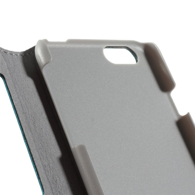 Doormoon Window View Litchi Texture Genuine Leather Cover for iPhone 6s 6 w/ Stand - Blue-8