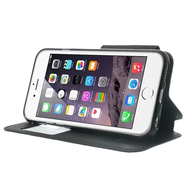 Roar Korea Diary View Window Leather Magnetic Case for iPhone 6s 6 w/ Stand - Black-3