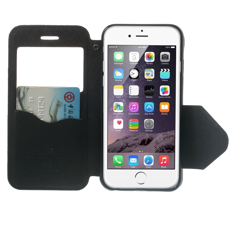 Roar Korea Diary View Window Leather Magnetic Case for iPhone 6s 6 w/ Stand - Black-5