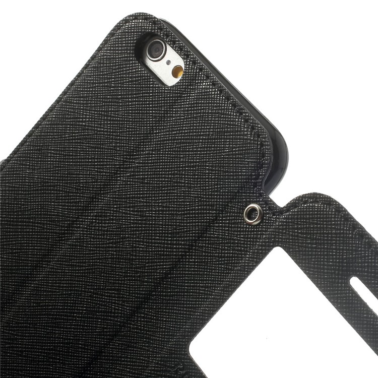 Roar Korea Diary View Window Leather Magnetic Case for iPhone 6s 6 w/ Stand - Black-7