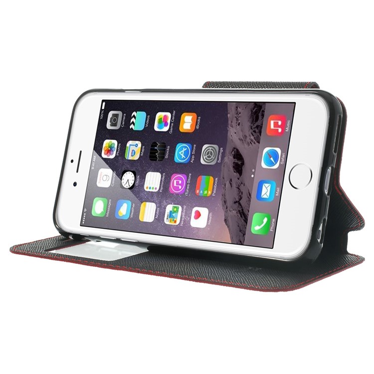 Roar Korea Diary View Window Leather Magnetic Shell for iPhone 6s 6 w/ Stand - Red-3