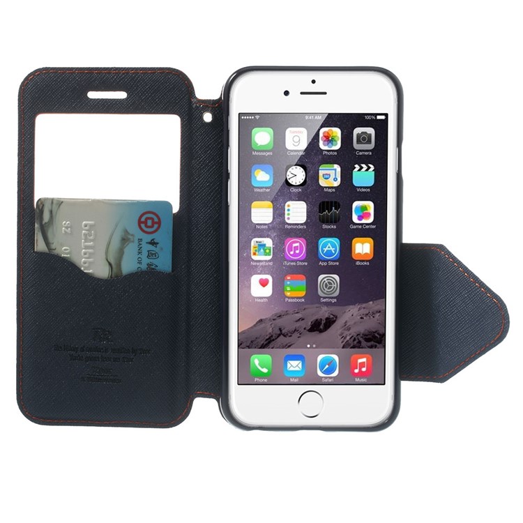 Roar Korea Diary View Window Leather Case for iPhone 6s 6 w/ Stand & Card Slot - Orange-5