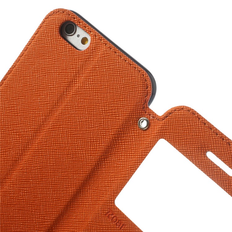 Roar Korea Diary View Window Leather Case for iPhone 6s 6 w/ Stand & Card Slot - Orange-7