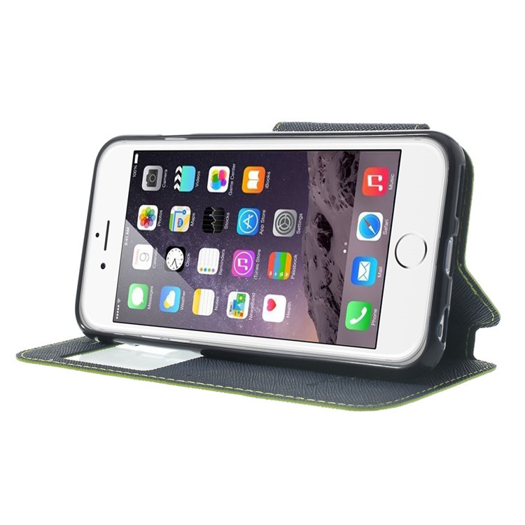 Roar Korea Diary View Window Leather Shell for iPhone 6s / 6 w/ Stand & Card Slot - Green-3