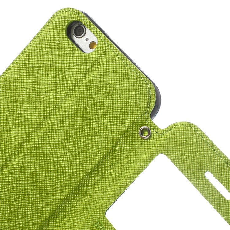Roar Korea Diary View Window Leather Shell for iPhone 6s / 6 w/ Stand & Card Slot - Green-6