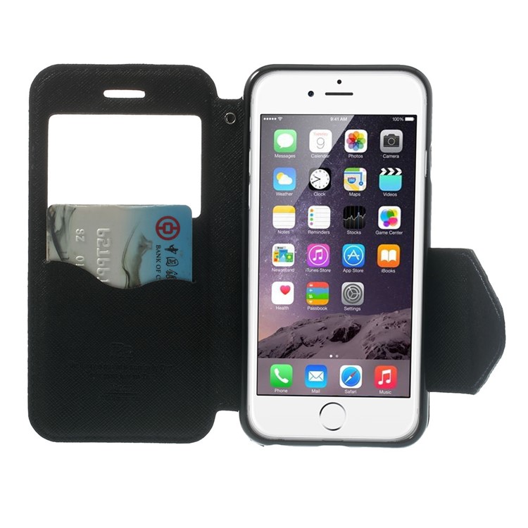 Roar Korea Diary View Window Leather Case Cover for iPhone 6s / 6 w/ Stand & Card Slot - Blue-5