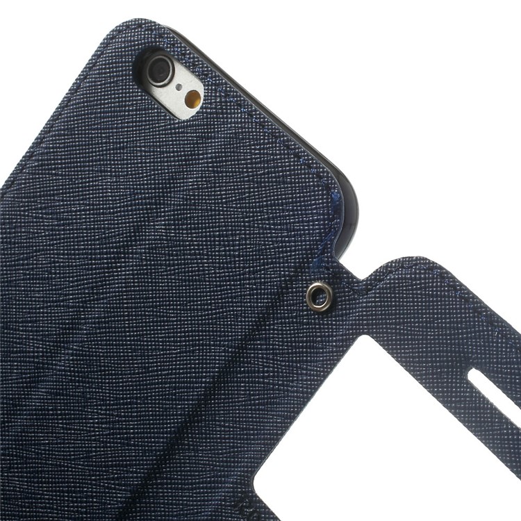 Roar Korea Diary View Window Leather Case Cover for iPhone 6s / 6 w/ Stand & Card Slot - Blue-6
