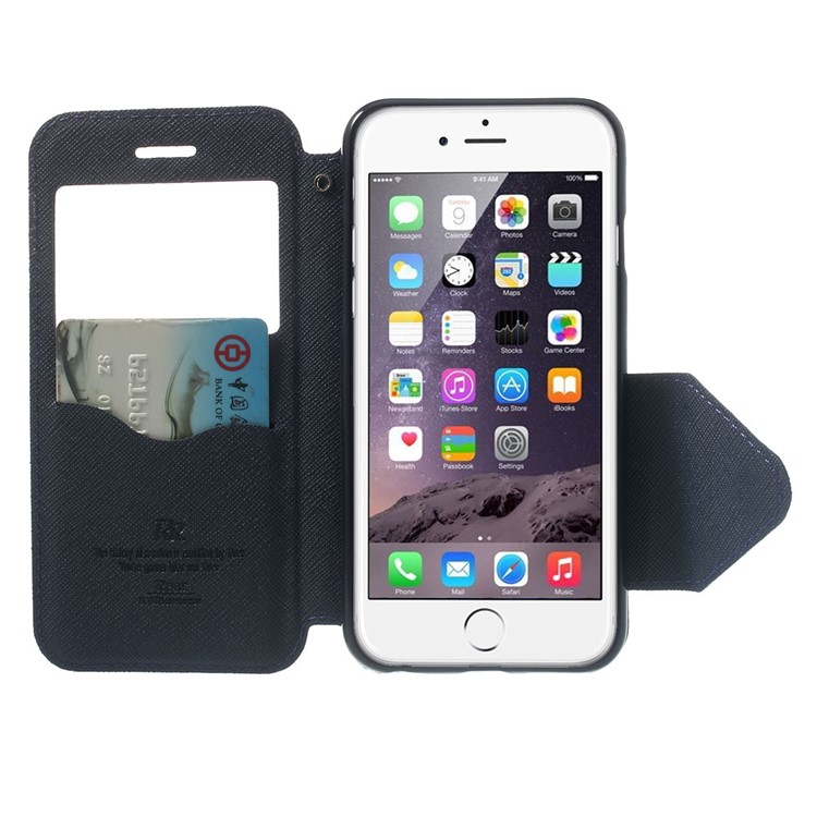 Roar Korea Diary View Window Leather Case Shell for iPhone 6s / 6 w/ Stand & Card Slot - Purple-5