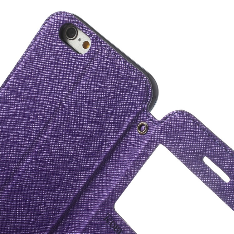 Roar Korea Diary View Window Leather Case Shell for iPhone 6s / 6 w/ Stand & Card Slot - Purple-7
