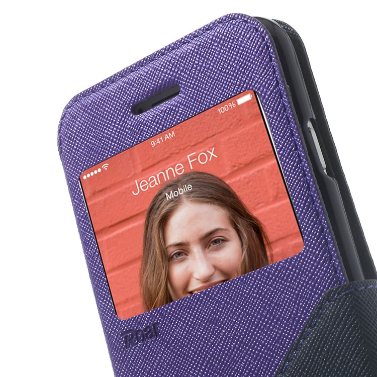 Roar Korea Diary View Window Leather Case Shell for iPhone 6s / 6 w/ Stand & Card Slot - Purple-9