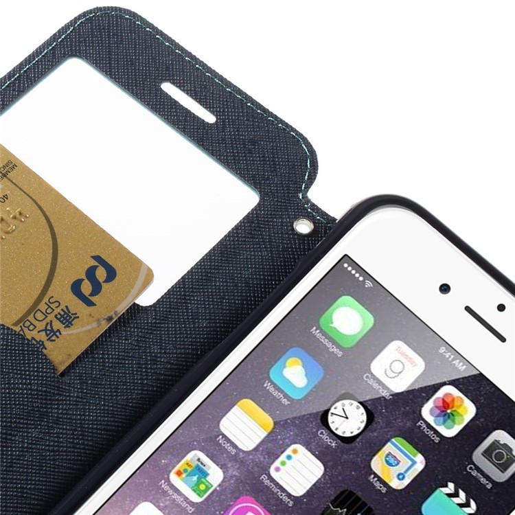 Roar Korea Diary View Window Leather Magnetic Case w/ Stand for iPhone 6 6s w/ Stand - Baby Blue-10