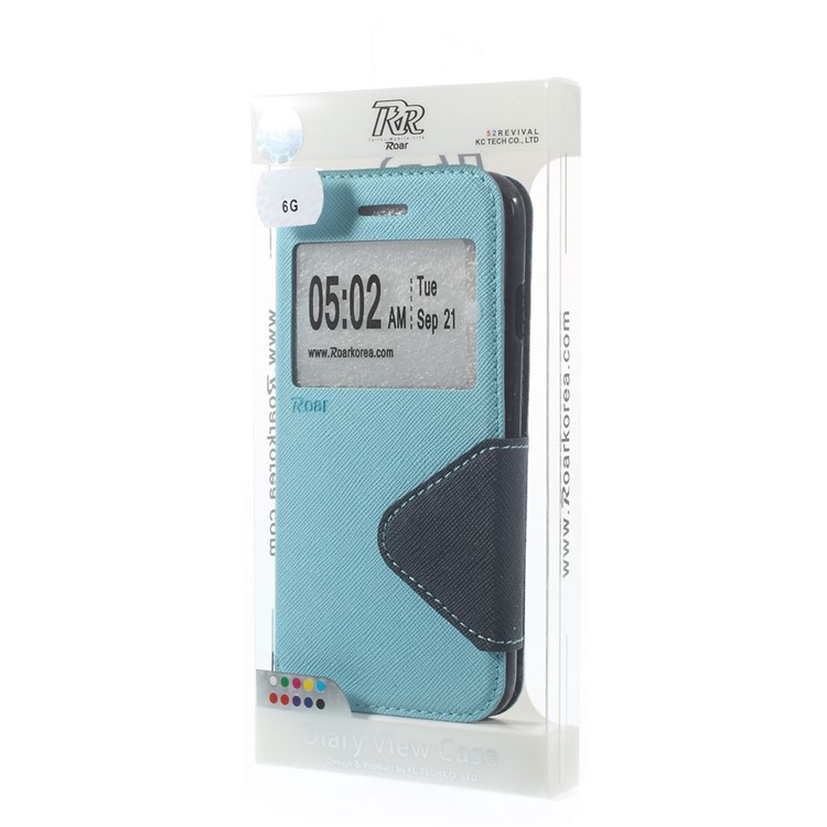 Roar Korea Diary View Window Leather Magnetic Case w/ Stand for iPhone 6 6s w/ Stand - Baby Blue-11