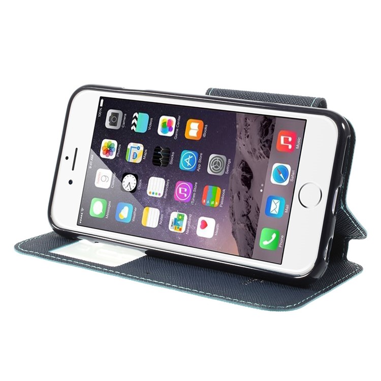 Roar Korea Diary View Window Leather Magnetic Case w/ Stand for iPhone 6 6s w/ Stand - Baby Blue-4