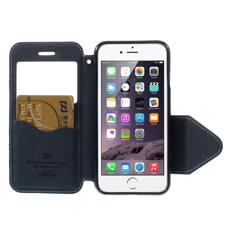 Roar Korea Diary View Window Leather Magnetic Case w/ Stand for iPhone 6 6s w/ Stand - Baby Blue-6