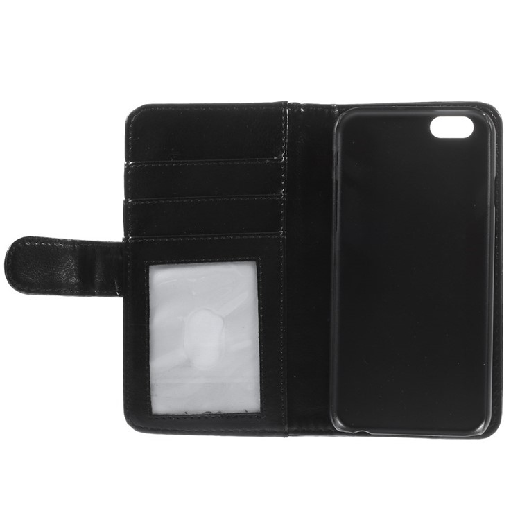 Crazy Horse Texture Folio Leather Wallet Stand Shell for iPhone 6 / 6s - Black-10