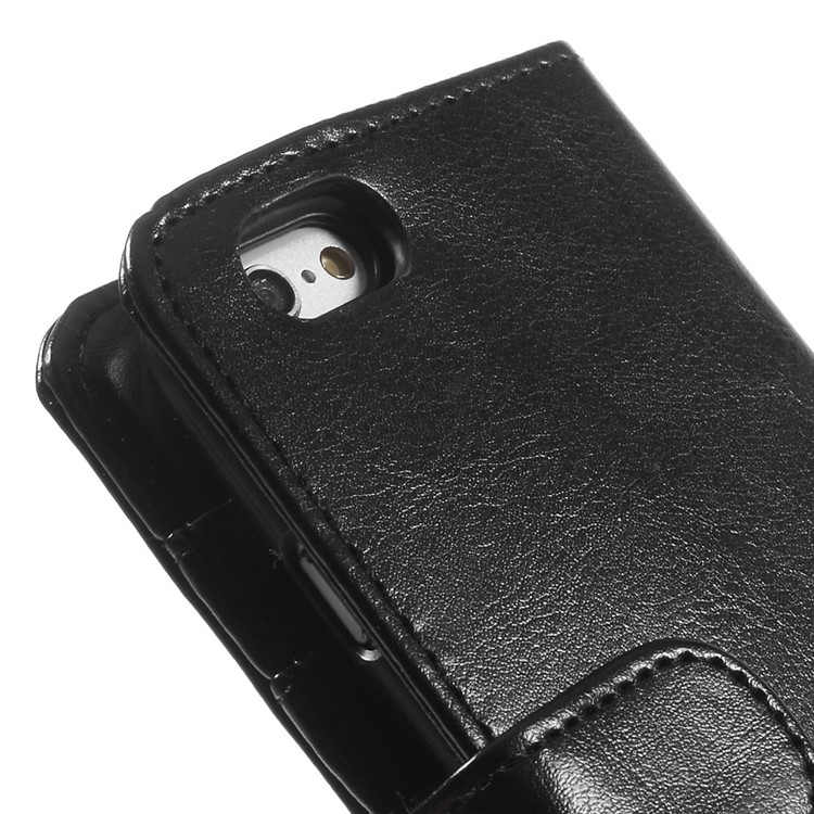Crazy Horse Texture Folio Leather Wallet Stand Shell for iPhone 6 / 6s - Black-8