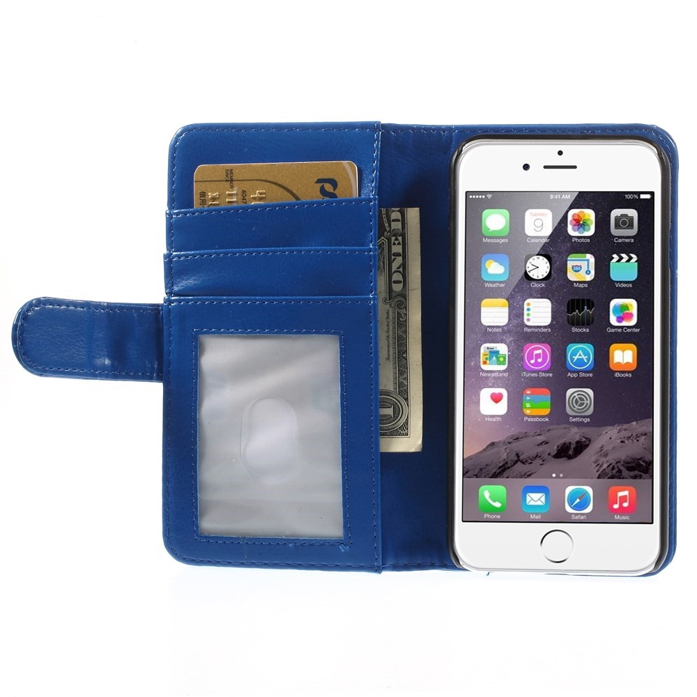 Crazy Horse Texture Folio Leather Willet Cover Para Iphone 6 / 6s - Azul-6