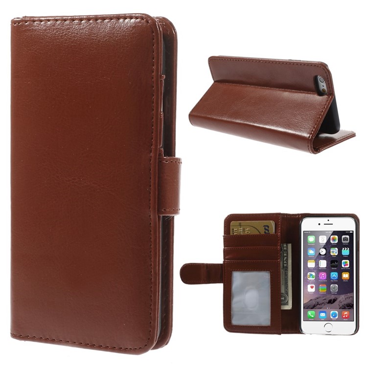Crazy Horse Texture Folio Leather Wallet Stand Cover Shell for iphone 6 / 6s - Brown-1