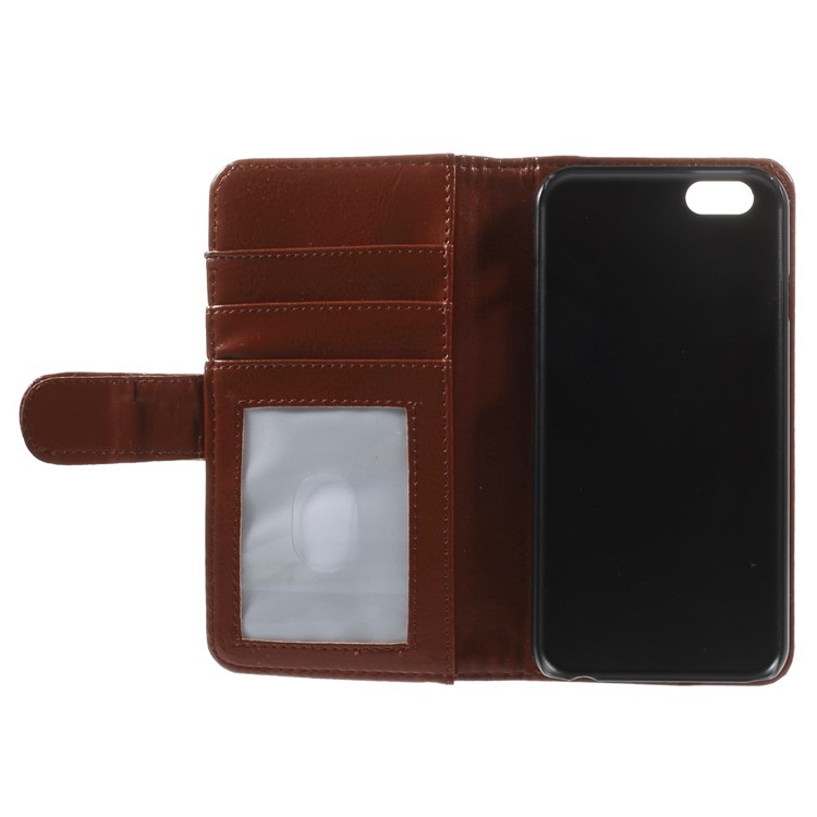 Crazy Horse Texture Folio Leather Wallet Stand Cover Shell for iphone 6 / 6s - Brown-10