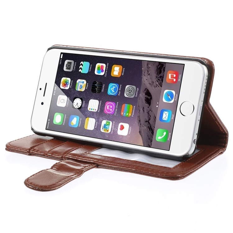 Crazy Horse Texture Folio Leather Wallet Stand Cover Shell for iphone 6 / 6s - Brown-4