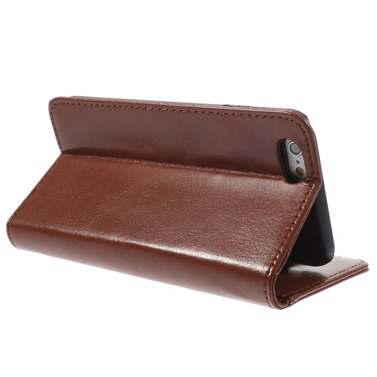 Crazy Horse Texture Folio Leather Wallet Stand Cover Shell for iphone 6 / 6s - Brown-5