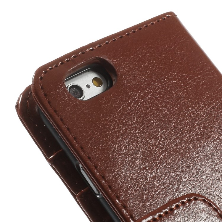 Crazy Horse Texture Folio Leather Wallet Stand Cover Shell for iphone 6 / 6s - Brown-8