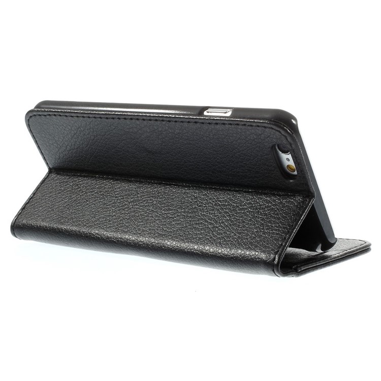 Litchi Texture PU Leather Wallet Stand Phone Shell for iPhone 6 4.7 inch - Black-5