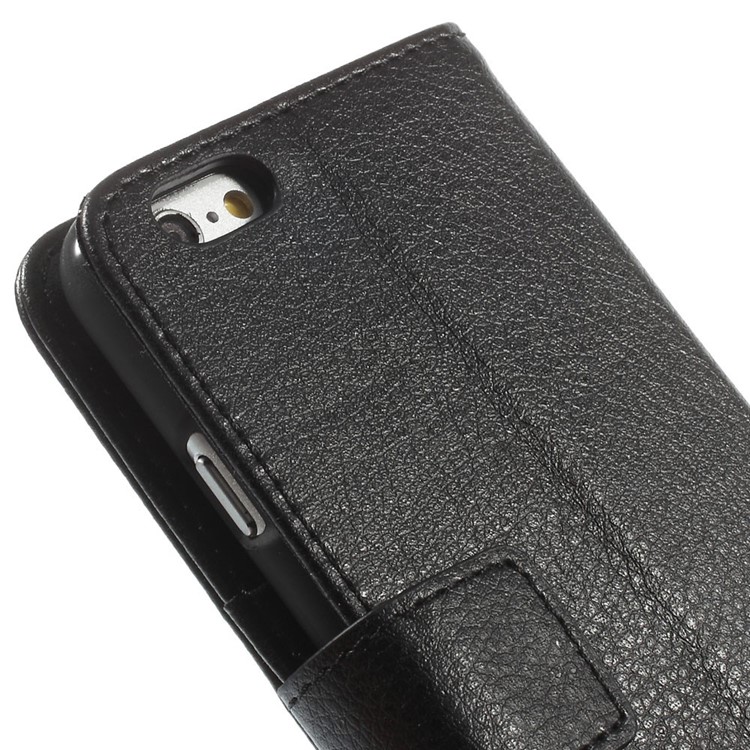 Litchi Texture PU Leather Wallet Stand Phone Shell for iPhone 6 4.7 inch - Black-9