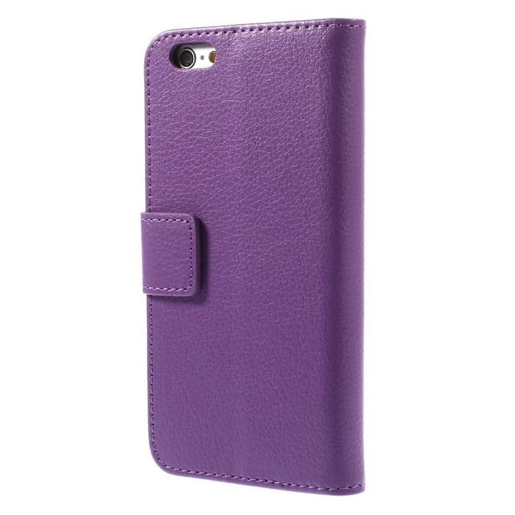 Litchi Texture PU Leather Wallet Stand Cover for iPhone 6 4.7 inch - Purple-2