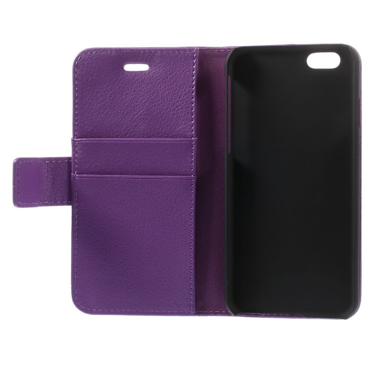 Litchi Texture PU Leather Wallet Stand Cover for iPhone 6 4.7 inch - Purple-7