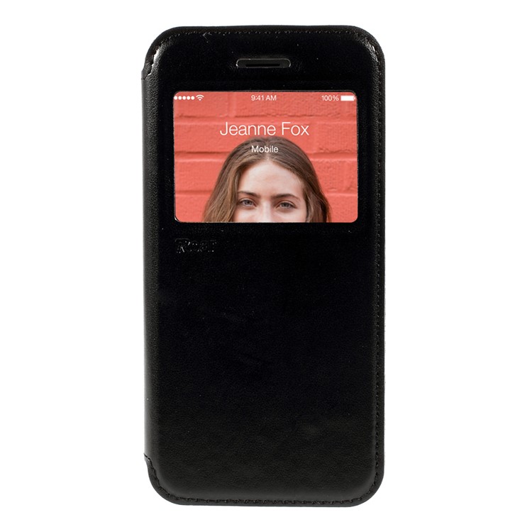 Roar Korea Noble View Window Leather Case for iPhone 6s 6 w/ Stand & Card Slot - Black-3