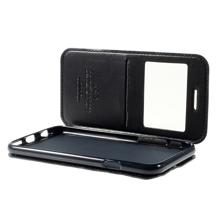Roar Korea Noble View Window Stand Leather Magnetic Cover for iPhone 6s 6 w/ Card Slot - Dark Blue-10