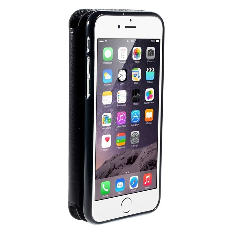 Roar Korea Noble View Window Stand Leather Magnetic Cover for iPhone 6s 6 w/ Card Slot - Dark Blue-4