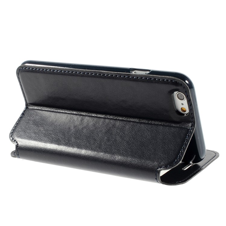 Roar Korea Noble View Window Stand Leather Magnetic Cover for iPhone 6s 6 w/ Card Slot - Dark Blue-6