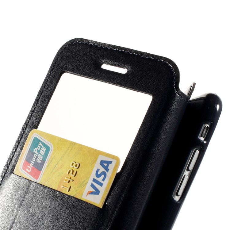 Roar Korea Noble View Window Stand Leather Magnetic Cover for iPhone 6s 6 w/ Card Slot - Dark Blue-8