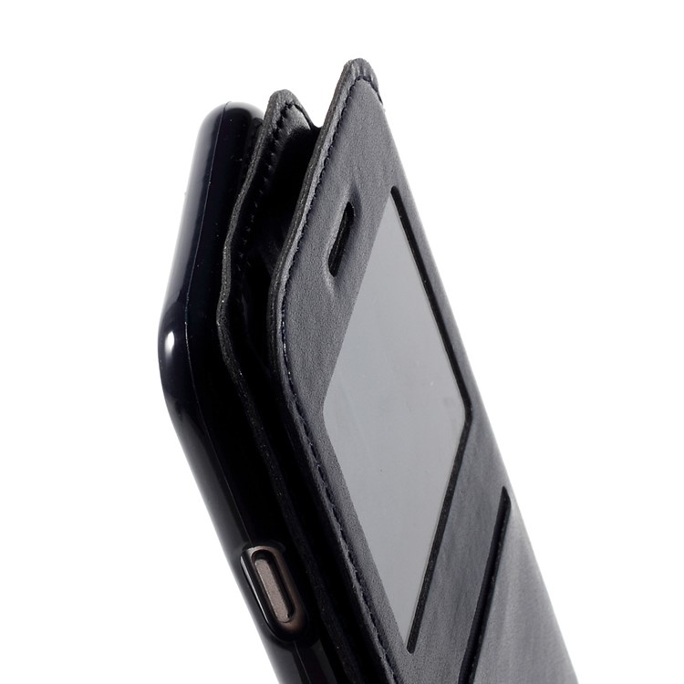 Roar Korea Noble View Window Stand Leather Magnetic Cover for iPhone 6s 6 w/ Card Slot - Dark Blue-9