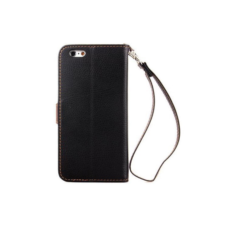 Litchi Texture Folio Leather Wallet Stand Case for iPhone 6 Plus / 6s Plus - Black-3