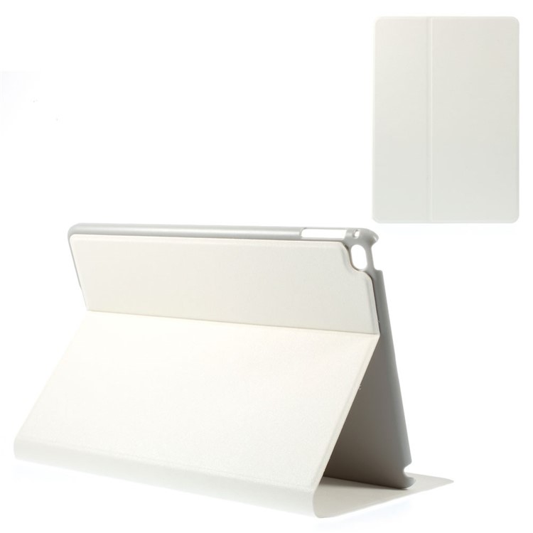 Sand-like Texture Leather Stand Cover for iPad Air 2 - White-1