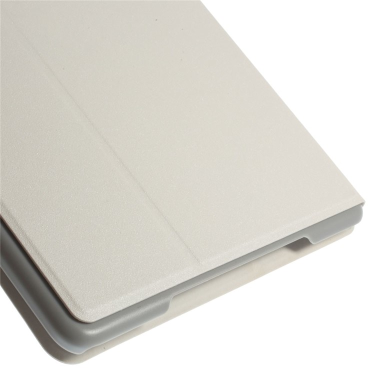 Sand-like Texture Leather Stand Cover for iPad Air 2 - White-7