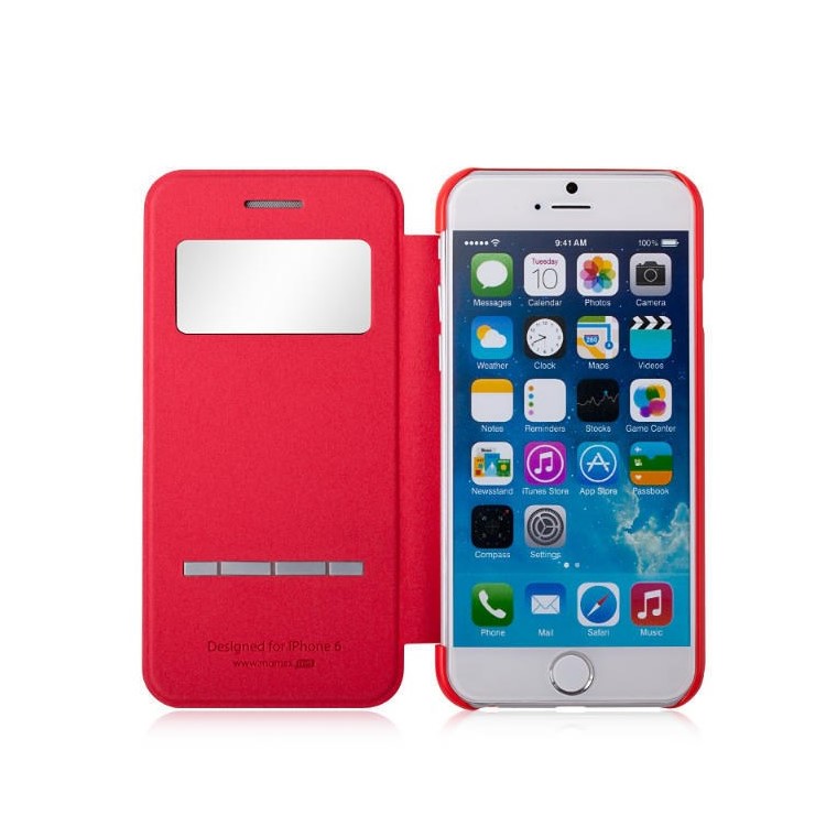 MOMAX Sportscar Window View Leather Flip Cover for iPhone 6 / 6s 4.7 inch - Red-5
