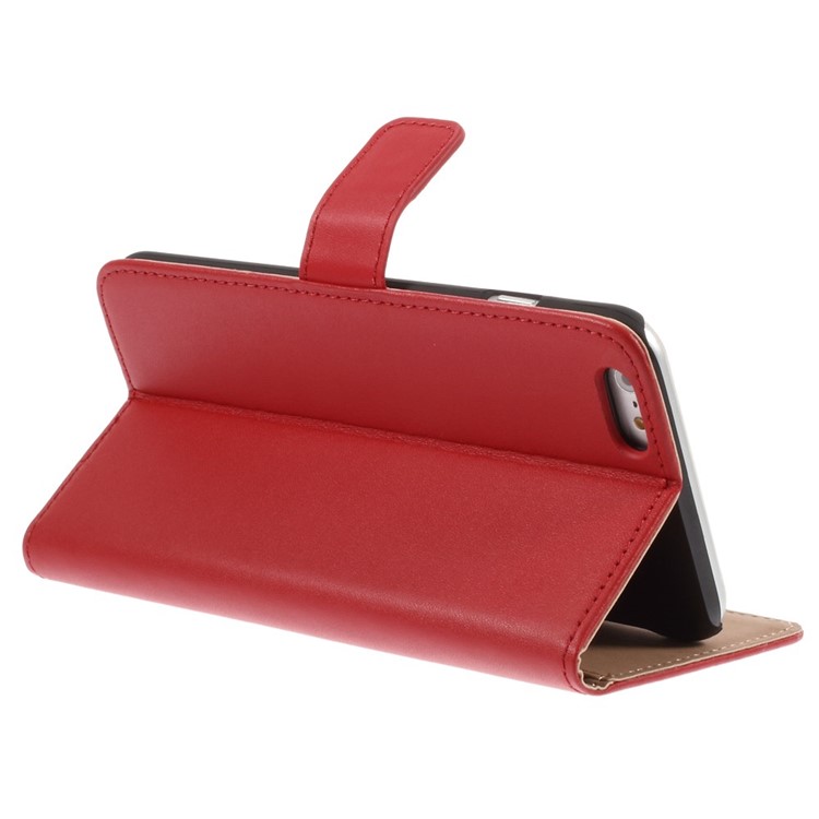 Genuine Split Wallet Stand Leather Case for iPhone 6s Plus / 6 Plus - Red-5