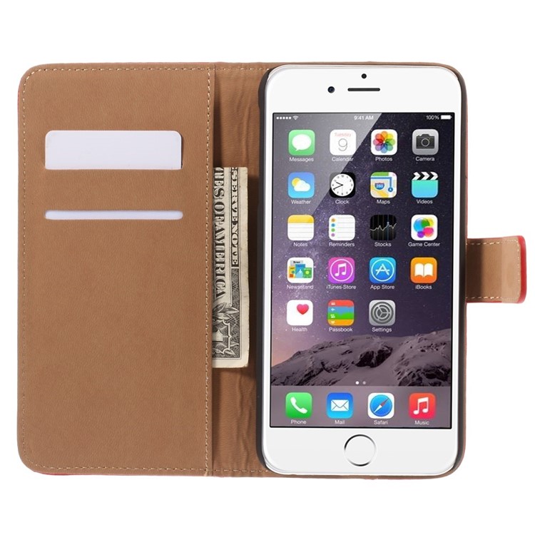 Genuine Split Wallet Stand Leather Case for iPhone 6s Plus / 6 Plus - Red-6