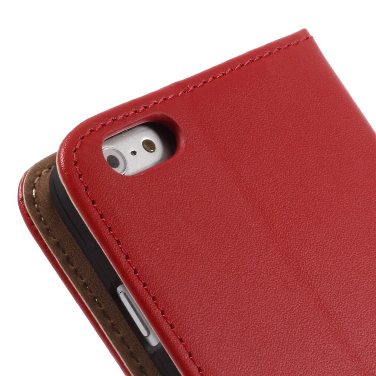 Genuine Split Wallet Stand Leather Case for iPhone 6s Plus / 6 Plus - Red-9