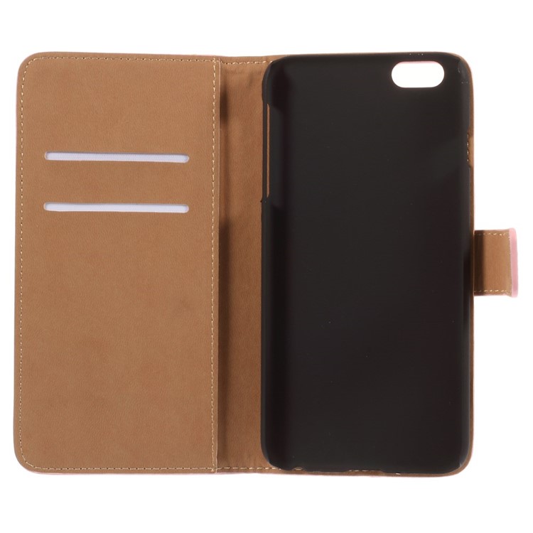 Genuine Split Wallet Stand Leather Shell for iPhone 6s Plus / 6 Plus - Pink-10