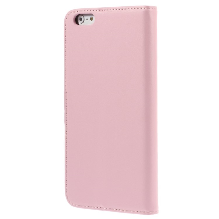 Genuine Split Wallet Stand Leather Shell for iPhone 6s Plus / 6 Plus - Pink-2