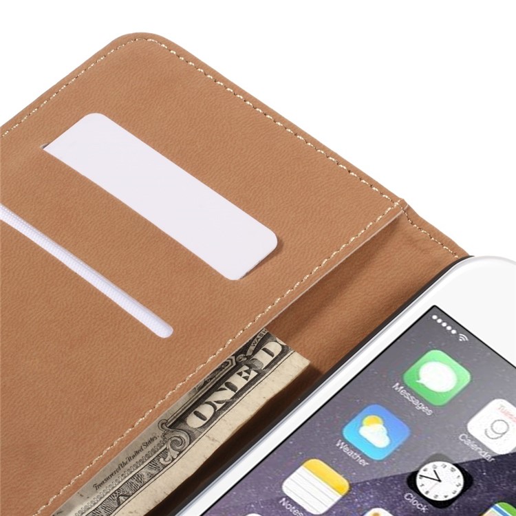 Genuine Split Wallet Stand Leather Shell for iPhone 6s Plus / 6 Plus - Pink-7