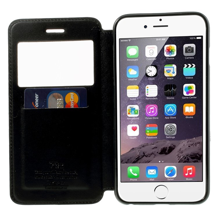 Roar Korea Noble View Window Leather Case for iPhone 6 Plus / 6s Plus w/ Card Slot - Black-5