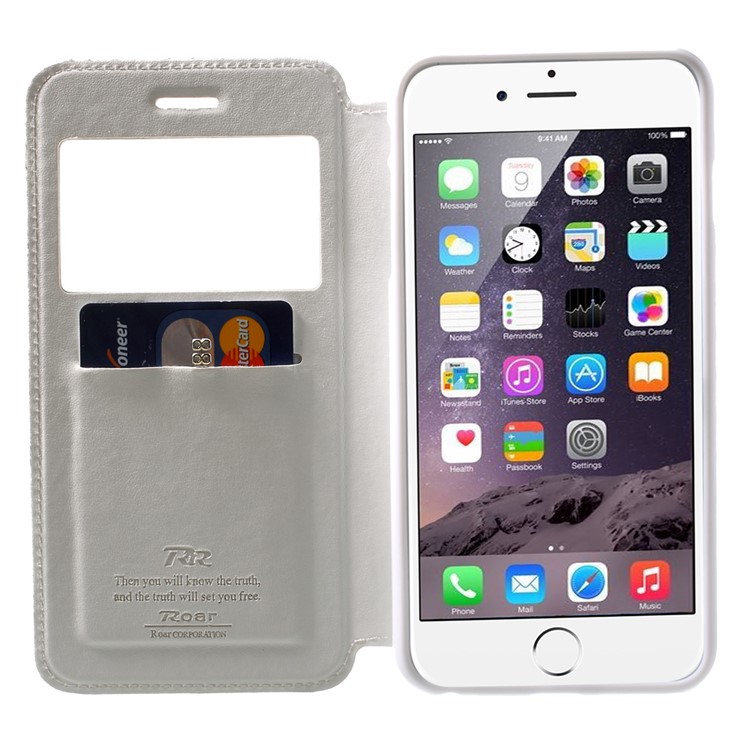 Roar Korea Noble View Window Leather Case for iPhone 6 Plus / 6s Plus w/ Card Slot - White-5