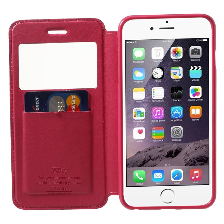 Roar Korea Noble View Window Leather Case for iPhone 6 Plus / 6s Plus w/ Card Slot - Rose-5